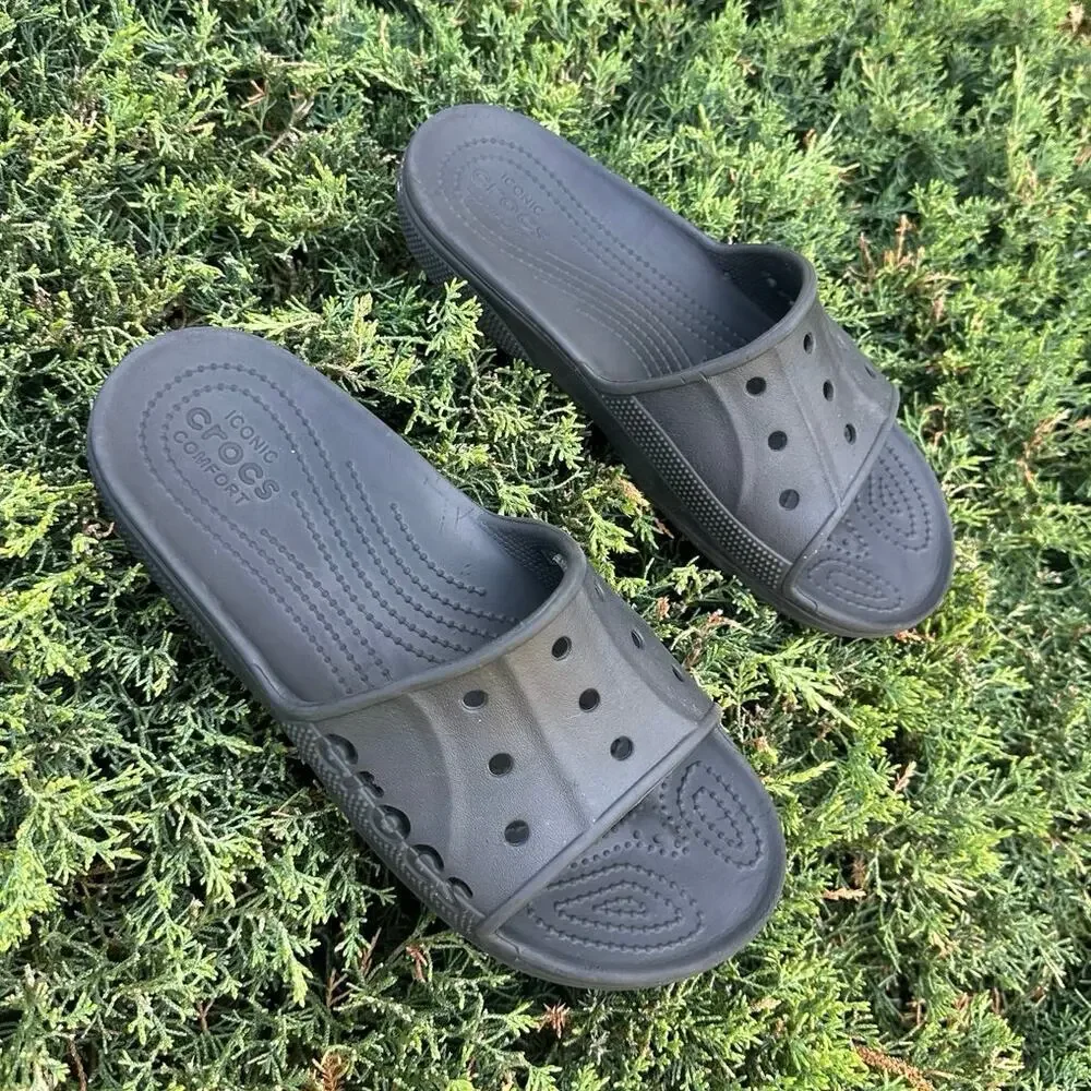 Crocs Unisex Baya II Adult Slides Size M8 W10 Black Sandals - Picture 4 of 17